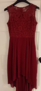 Wine red laced sleeveless dress